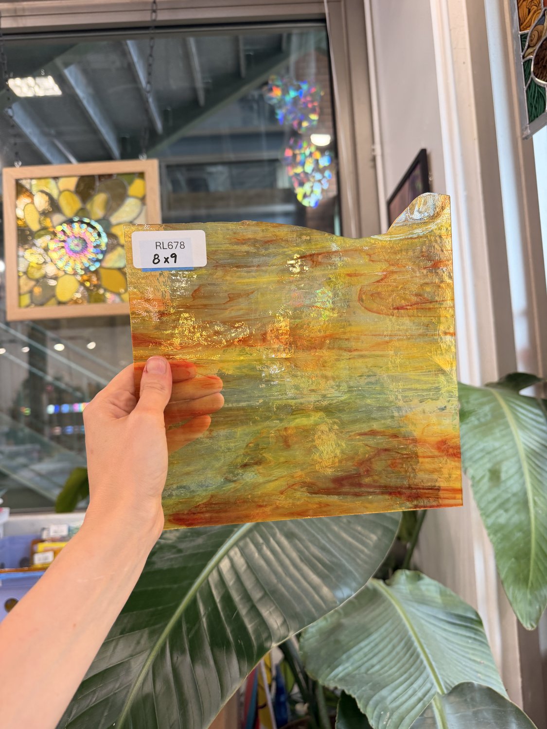 Red Yellow Clear Wispy Sheet Glass – RL678