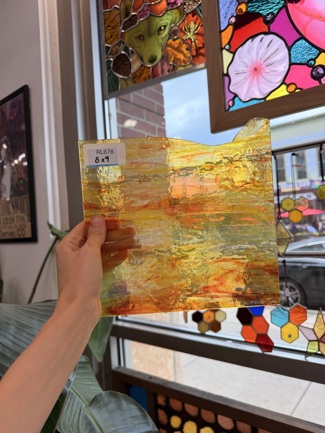 Red Yellow Clear Wispy Sheet Glass – RL678