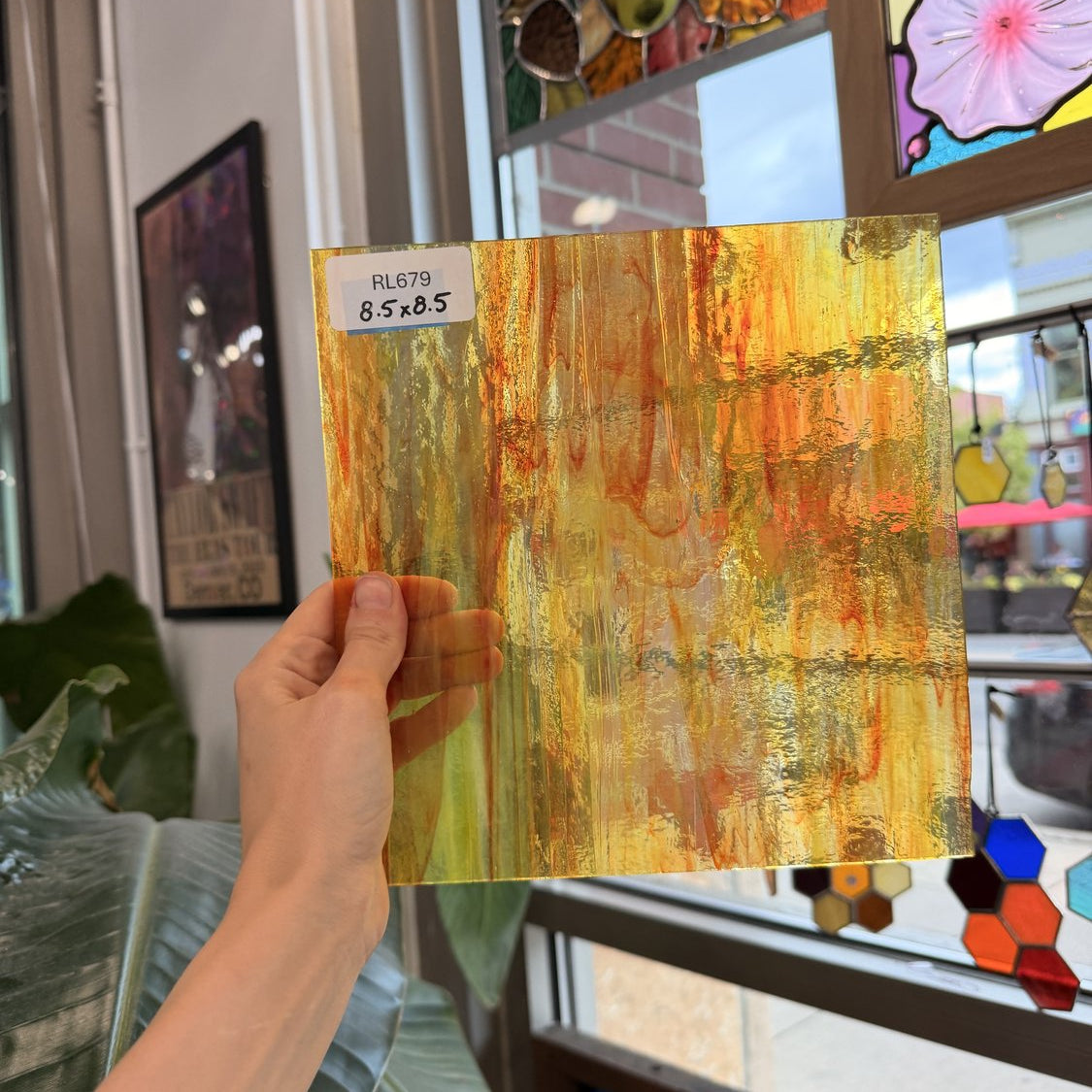 Red Yellow Clear Wispy Sheet Glass