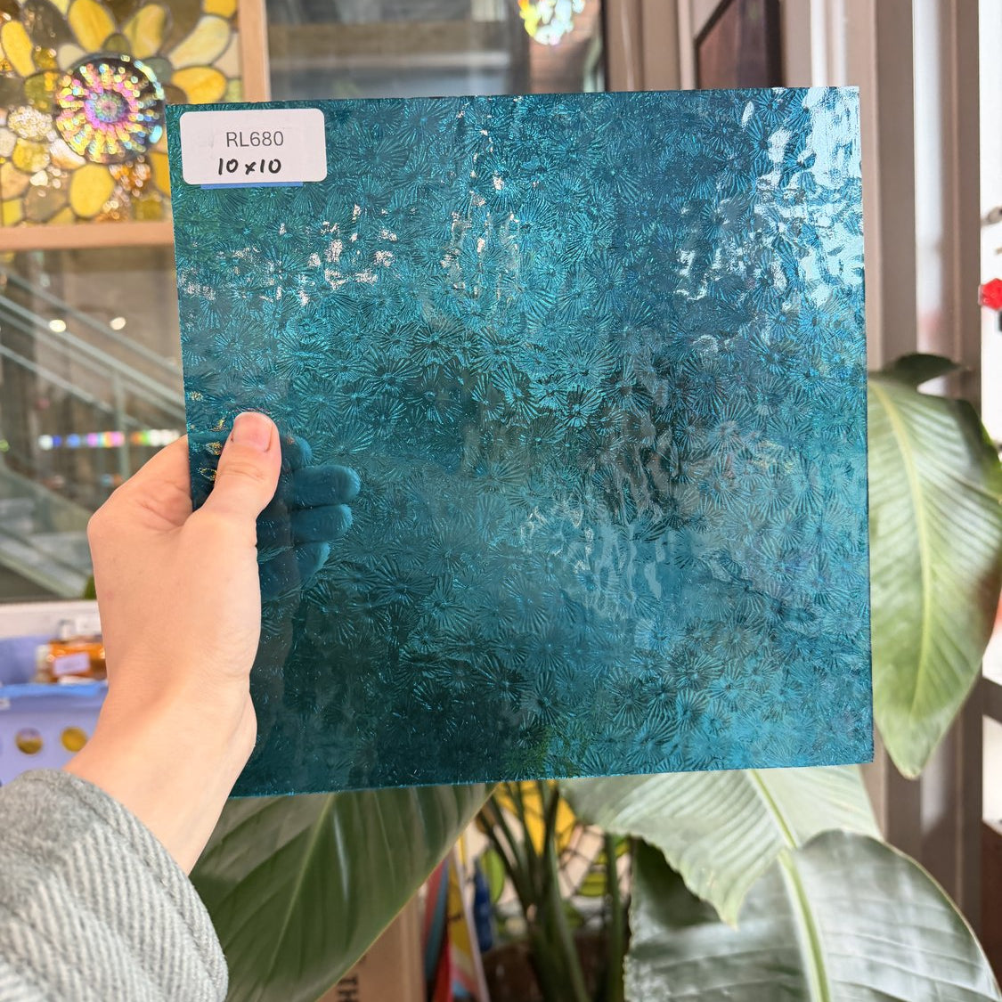 Caribbean Blue Florentine Transparent Textured Wissmach Sheet Glass
