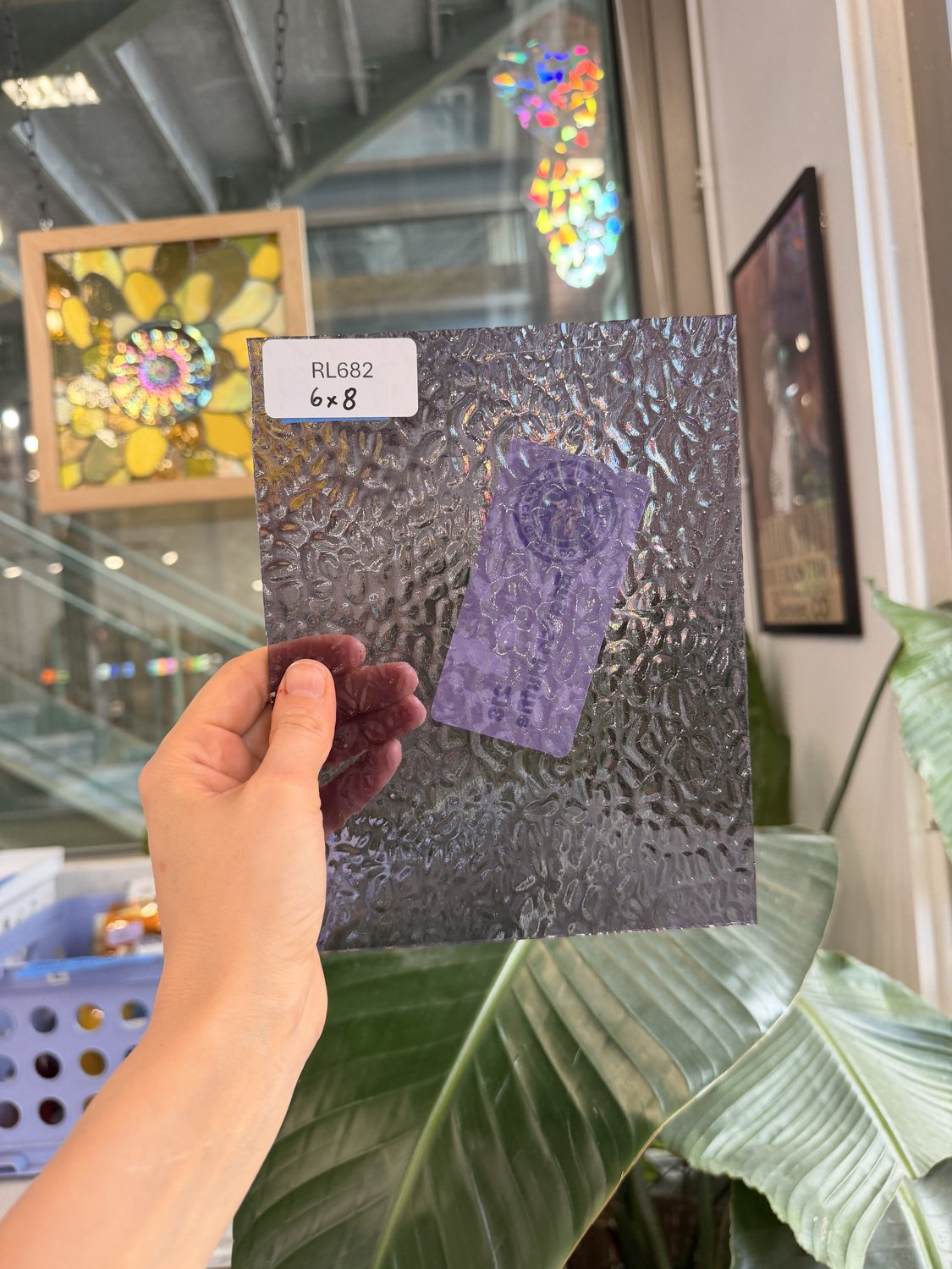 Purple Transparent Textured English Muffle Sheet Glass