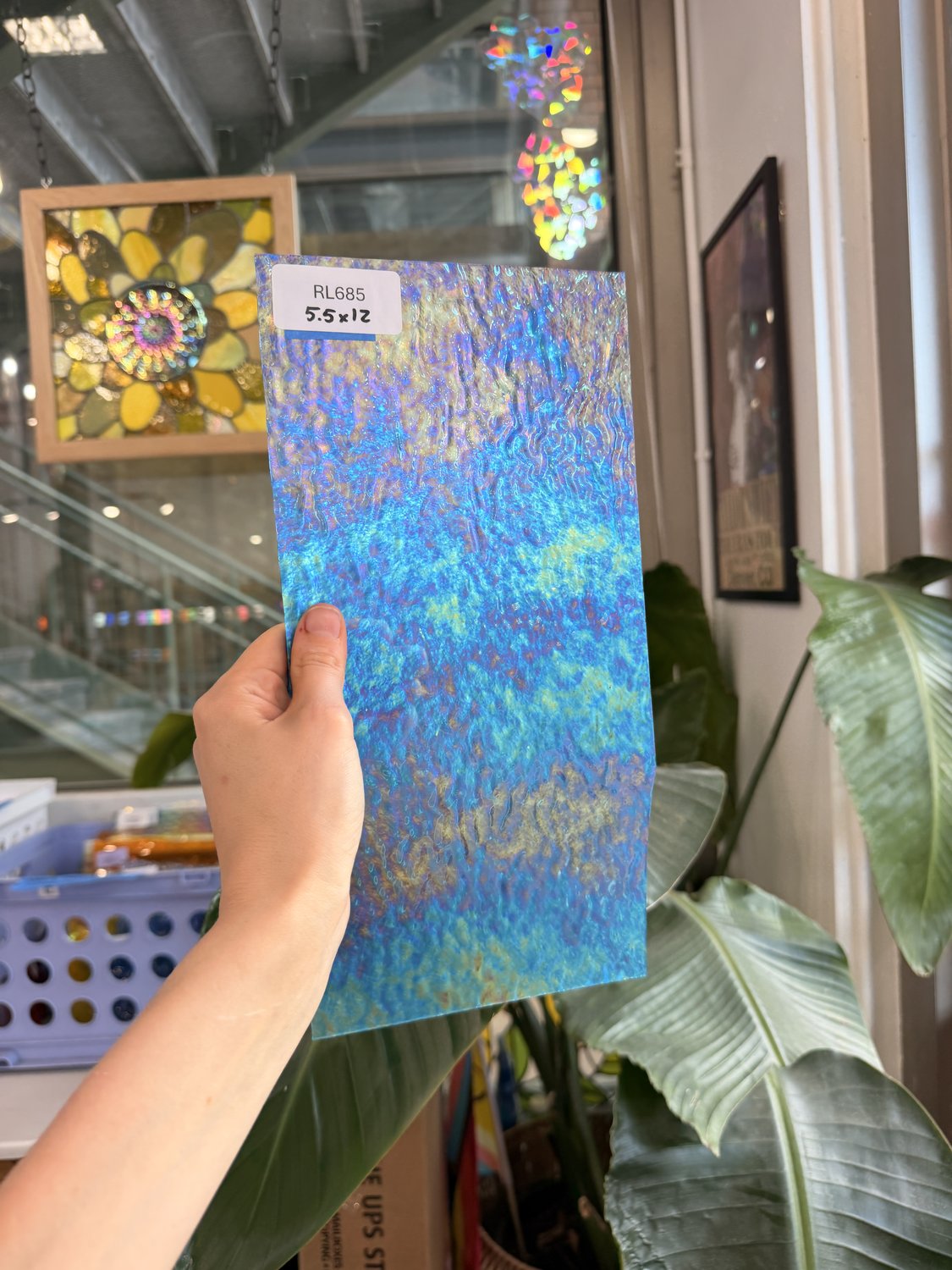 Tahitian Blue Iridescent Ripple Wissmach Sheet Glass – RL685
