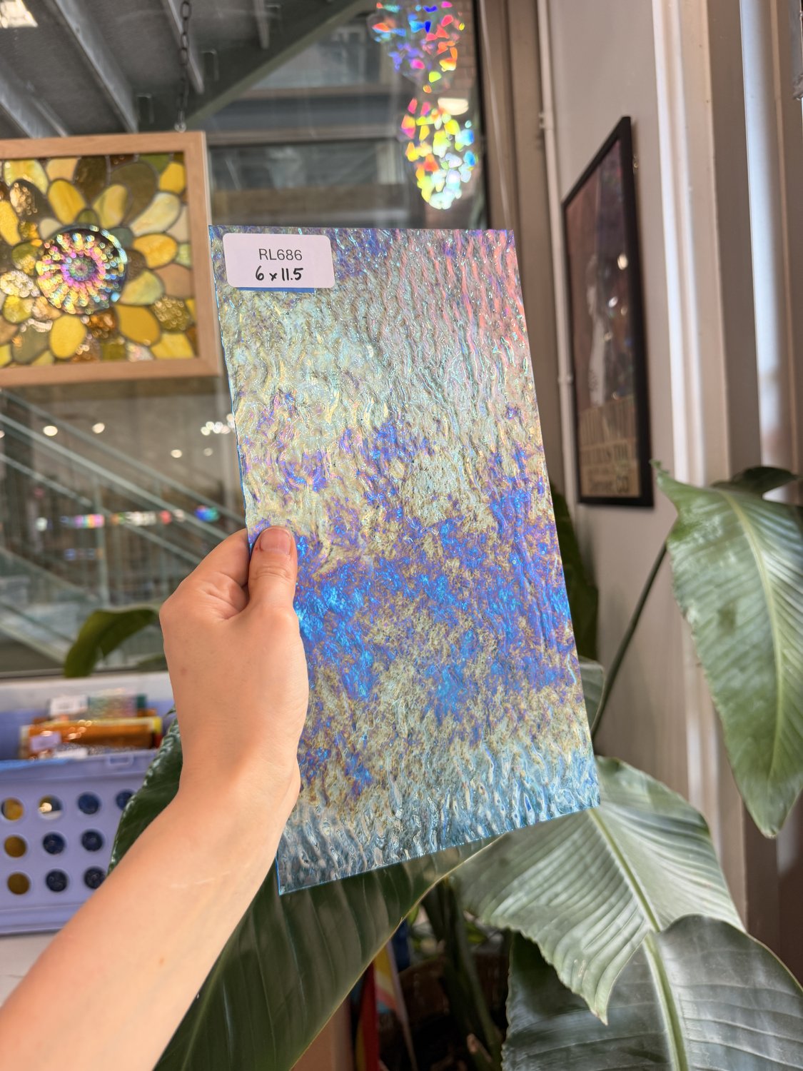 Tahitian Blue Iridescent Ripple Wissmach Sheet Glass – RL686