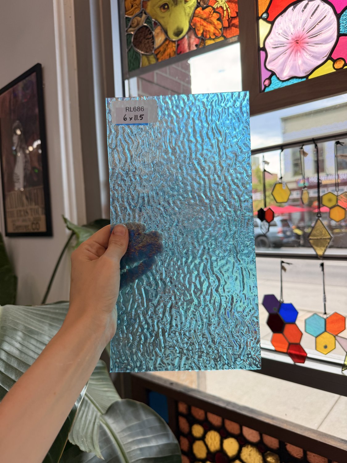 Tahitian Blue Iridescent Ripple Wissmach Sheet Glass – RL686