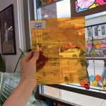 Vintage Amber Clear Wispy Spectrum Sheet Glass
