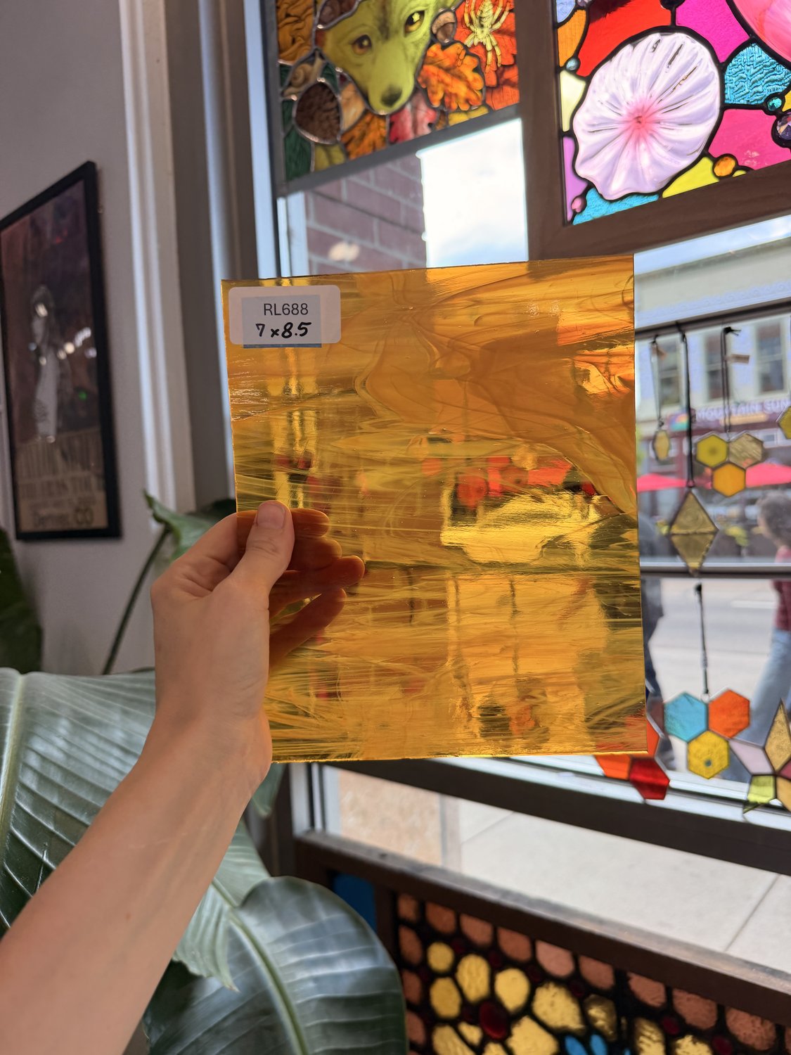 Vintage Amber Clear Wispy Spectrum Sheet Glass