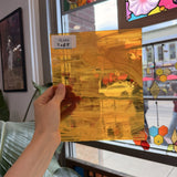 Vintage Amber Clear Wispy Spectrum Sheet Glass