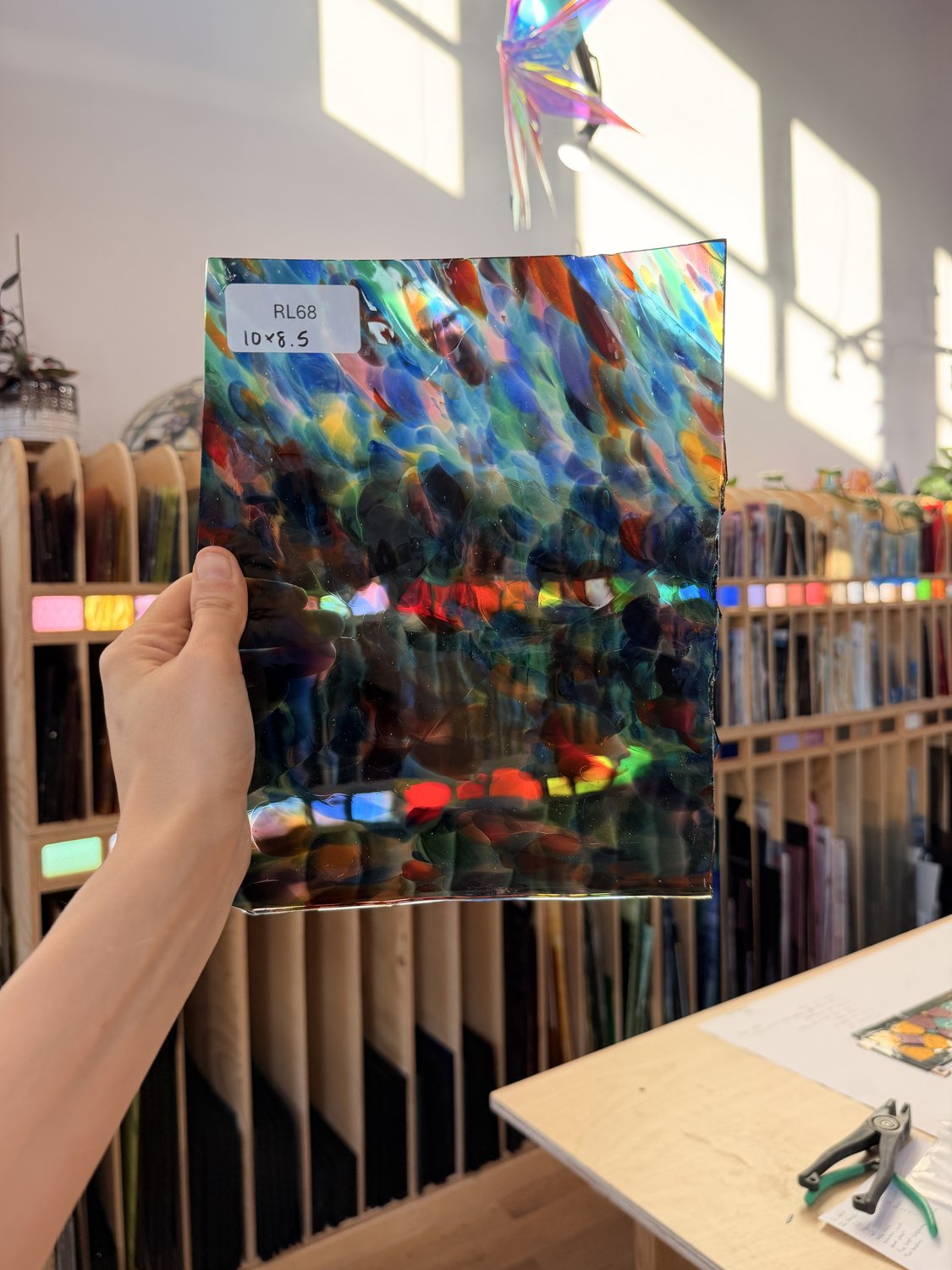 Transparent Multicolored Fremont (S1 48/Multi) Mouthblown Sheet Glass
