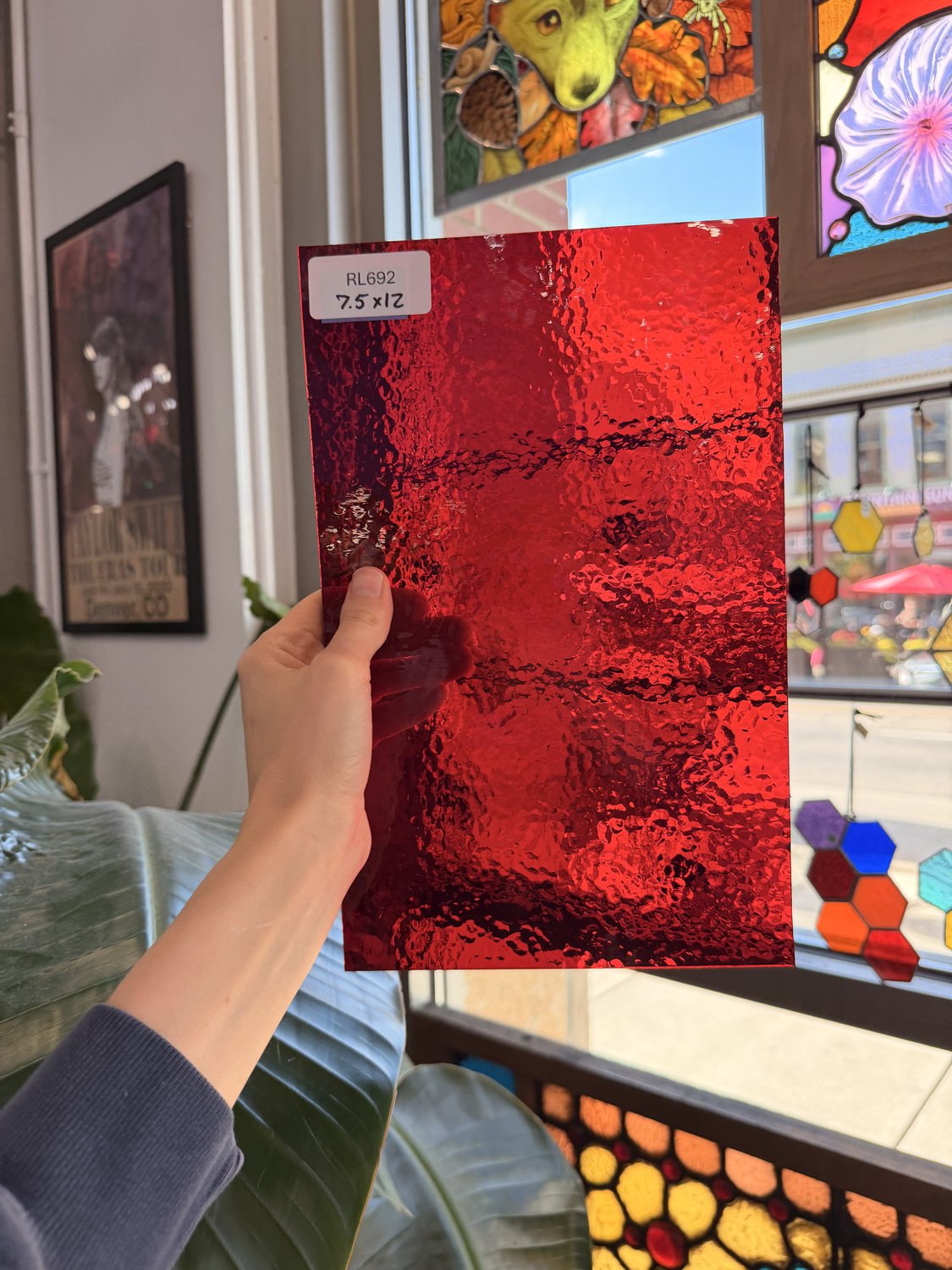 Transparent Red Hammered Wissmach Sheet Glass – RL692