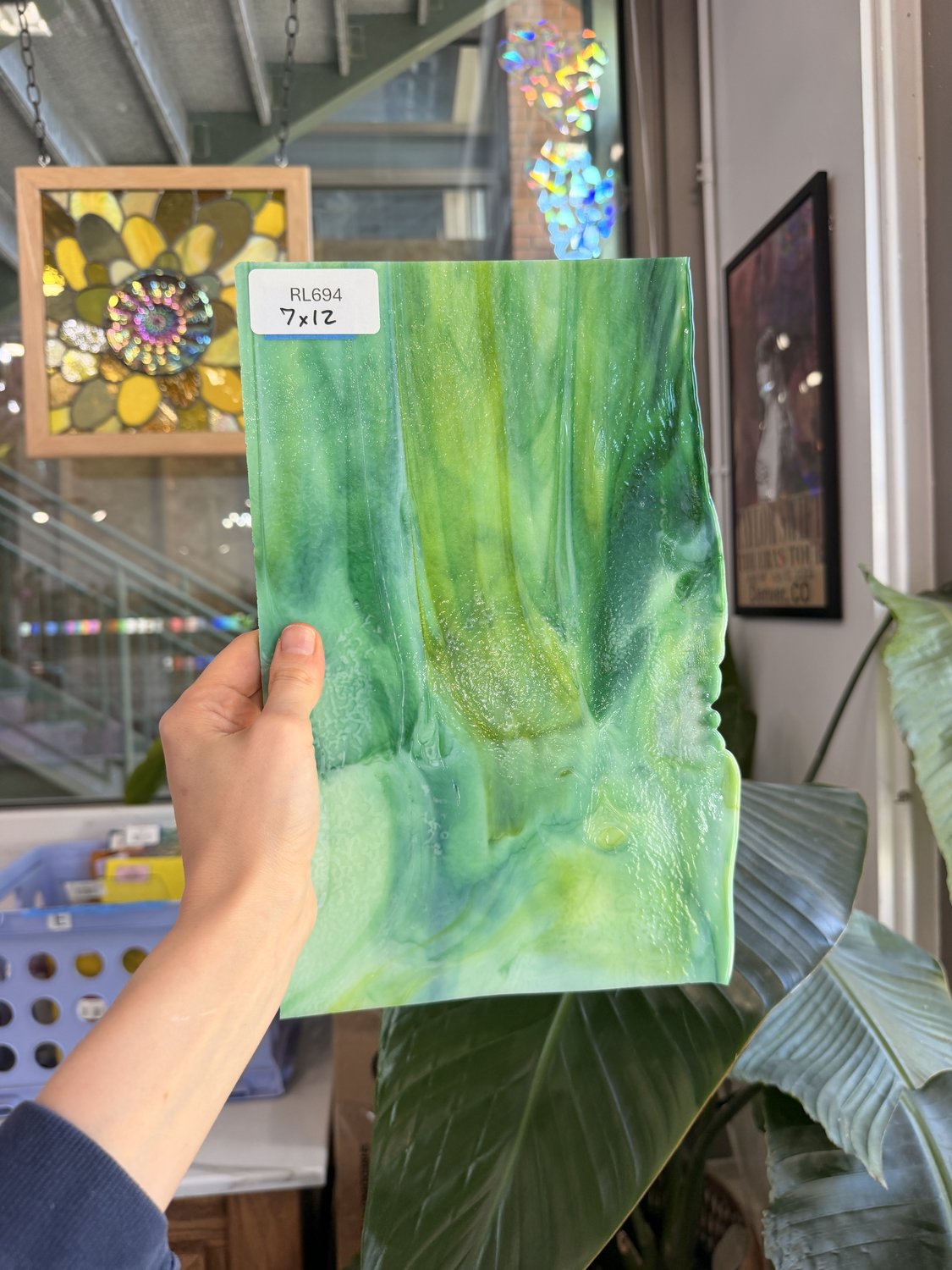 Green Yellow Mixed Vintage Uroboros Sheet Glass