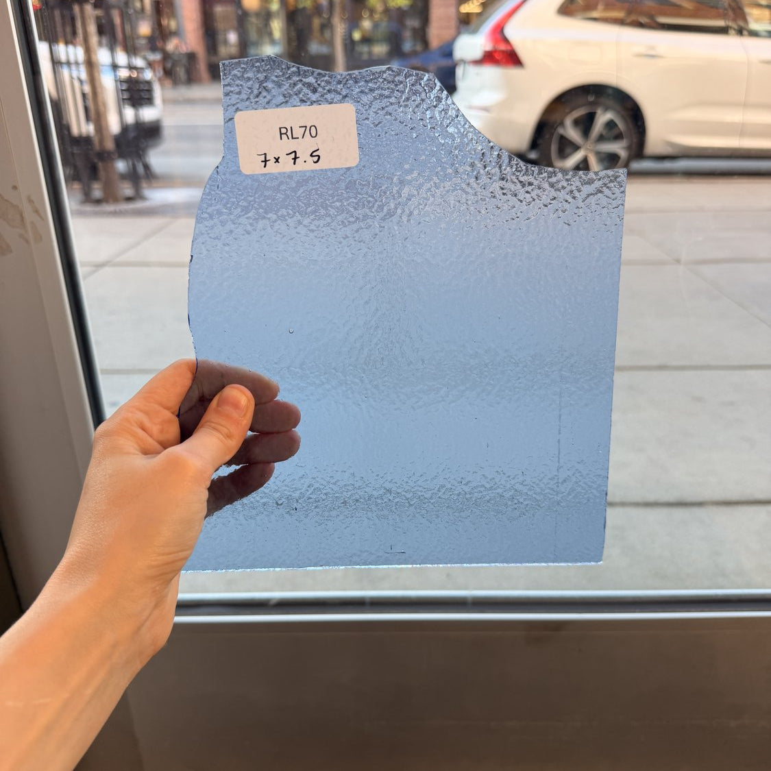 Light Blue Hammered Textured Vintage Sheet Glass