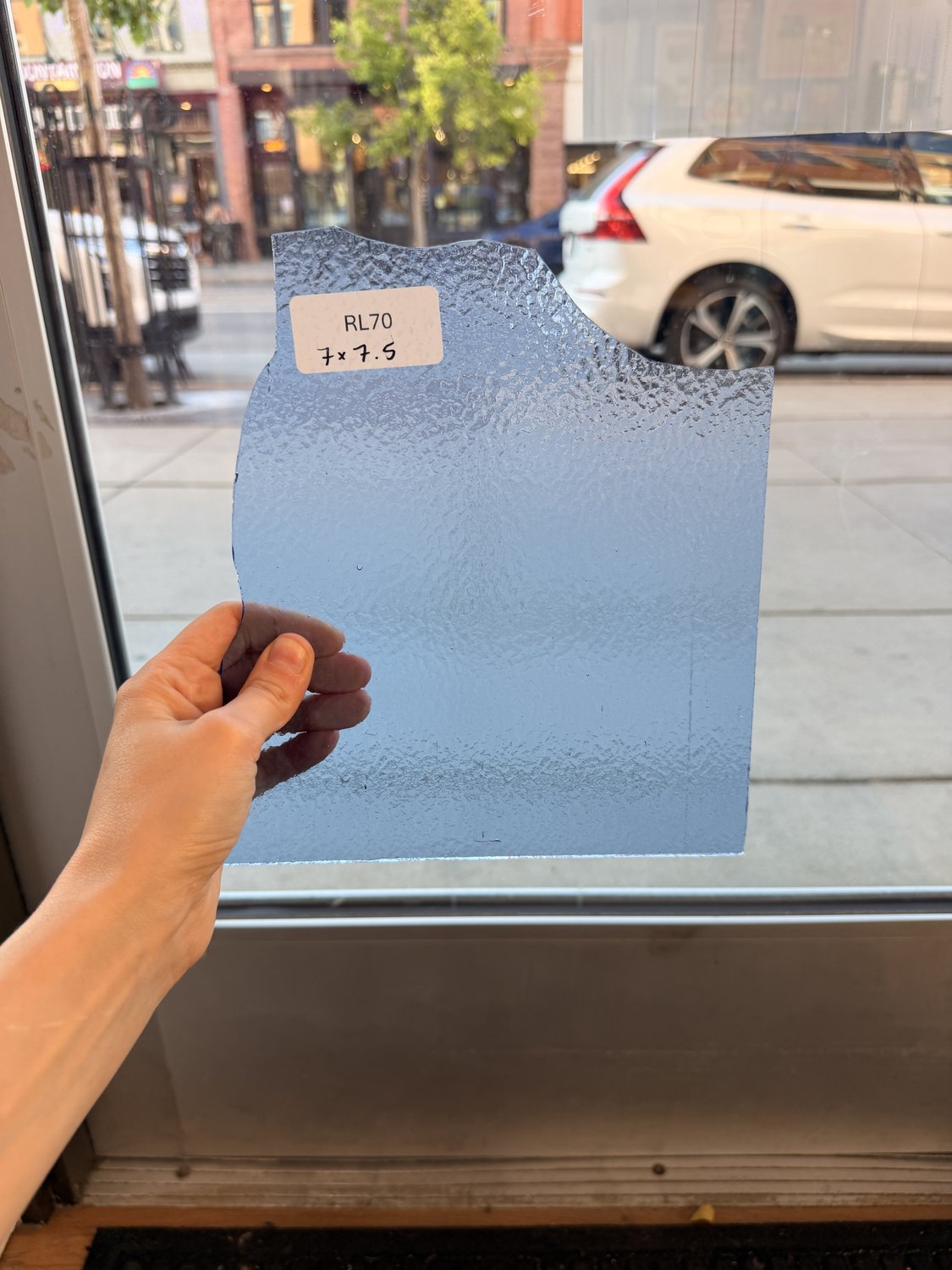 Light Blue Hammered Textured Vintage Sheet Glass