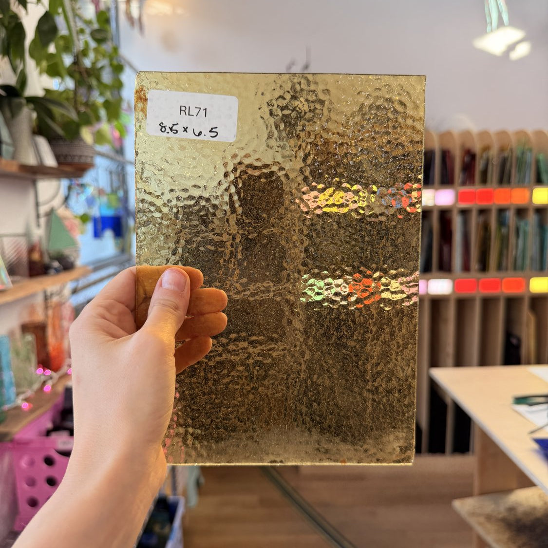 Light Amber Hammered Textured Sheet Glass