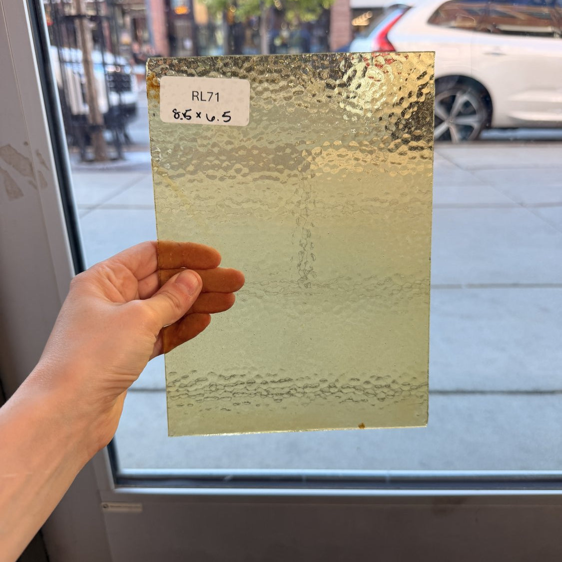 Light Amber Hammered Textured Sheet Glass