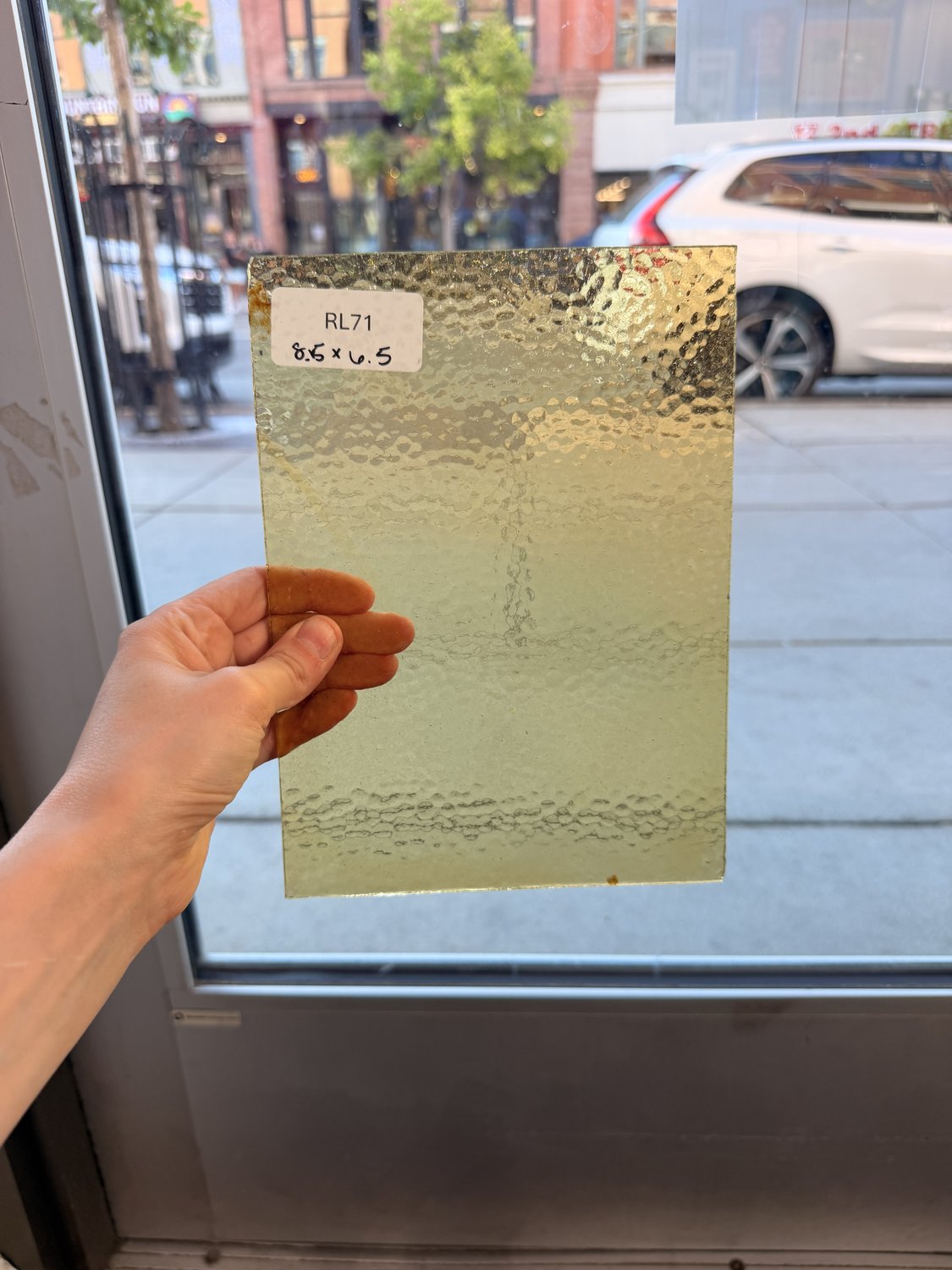 Light Amber Hammered Textured Sheet Glass