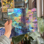 Rare Vintage Iridescent Purple White Wispy Spectrum Sheet Glass