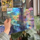 Rare Vintage Iridescent Purple White Wispy Spectrum Sheet Glass