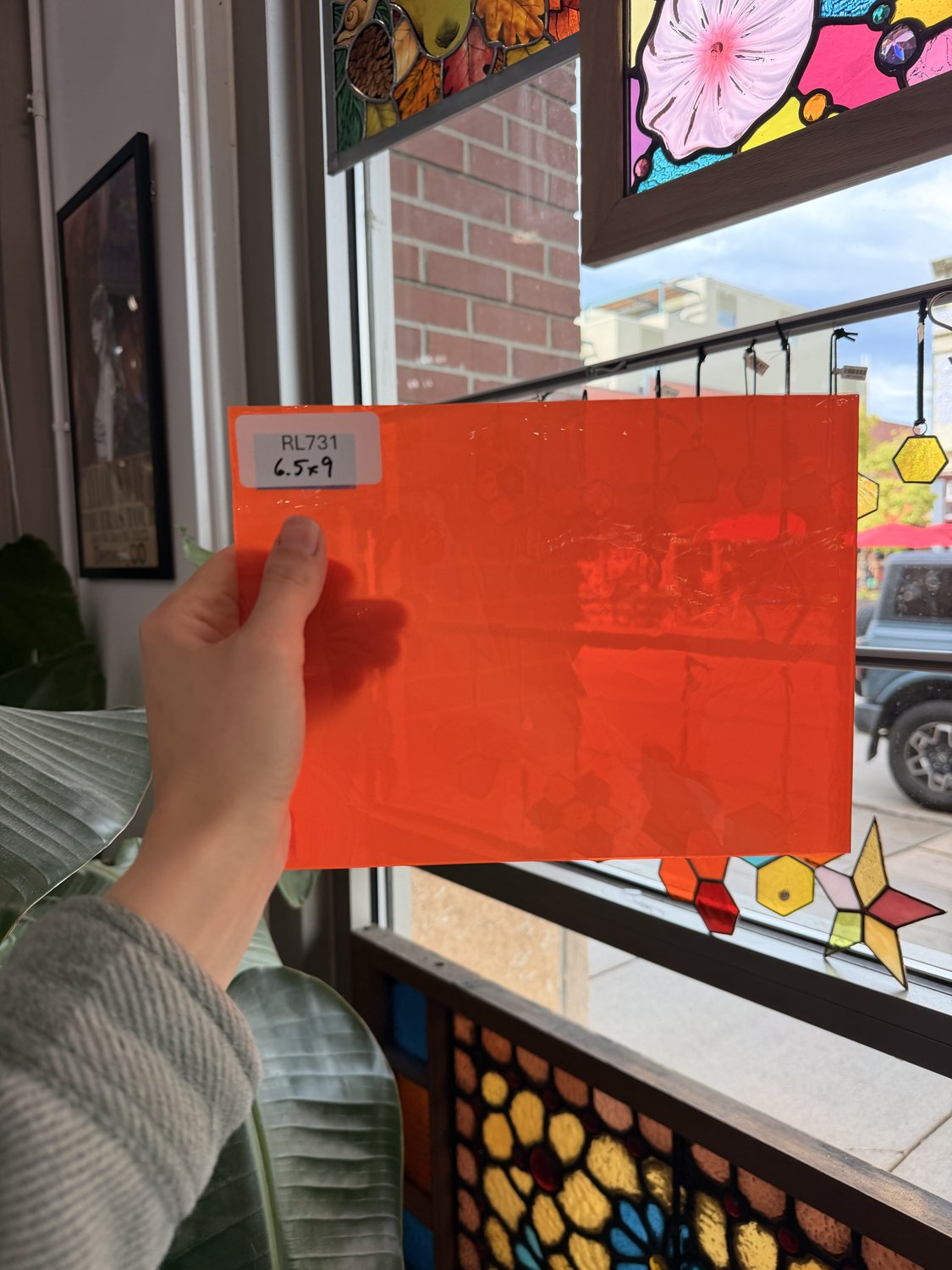 Neon Orange on Clear Flashed Mouth Blown Monarch Sheet Glass – RL731
