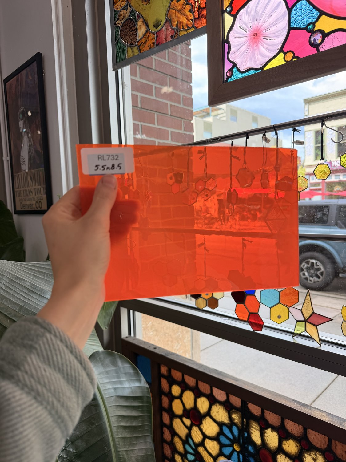 Neon Orange on Clear Flashed Mouth Blown Monarch Sheet Glass – RL732