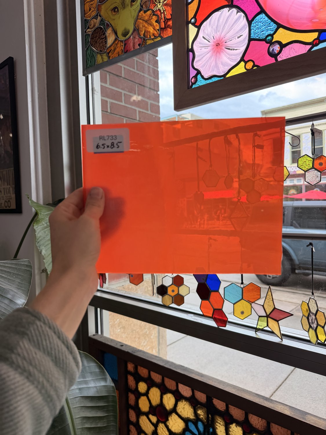 Neon Orange on Clear Flashed Mouth Blown Monarch Sheet Glass – RL733