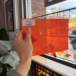 Neon Orange on Clear Flashed Mouth Blown Monarch Sheet Glass – RL734