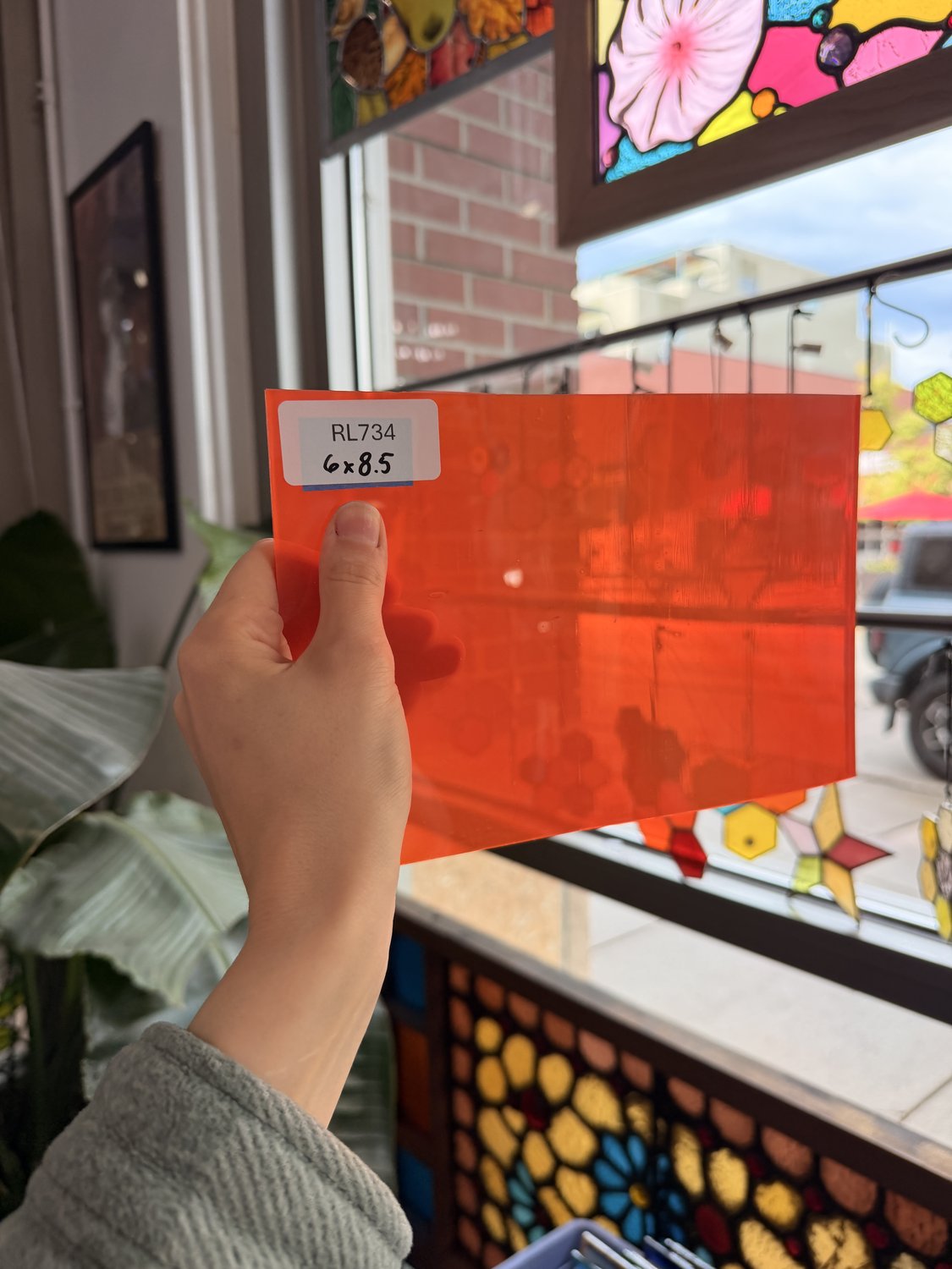 Neon Orange on Clear Flashed Mouth Blown Monarch Sheet Glass – RL734