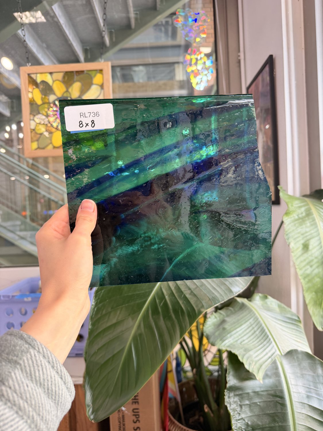 Dark Blue Green Transparent Mouthblown Lamberts Sheet Glass