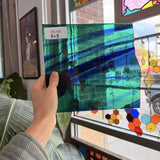 Dark Blue Green Transparent Mouthblown Lamberts Sheet Glass