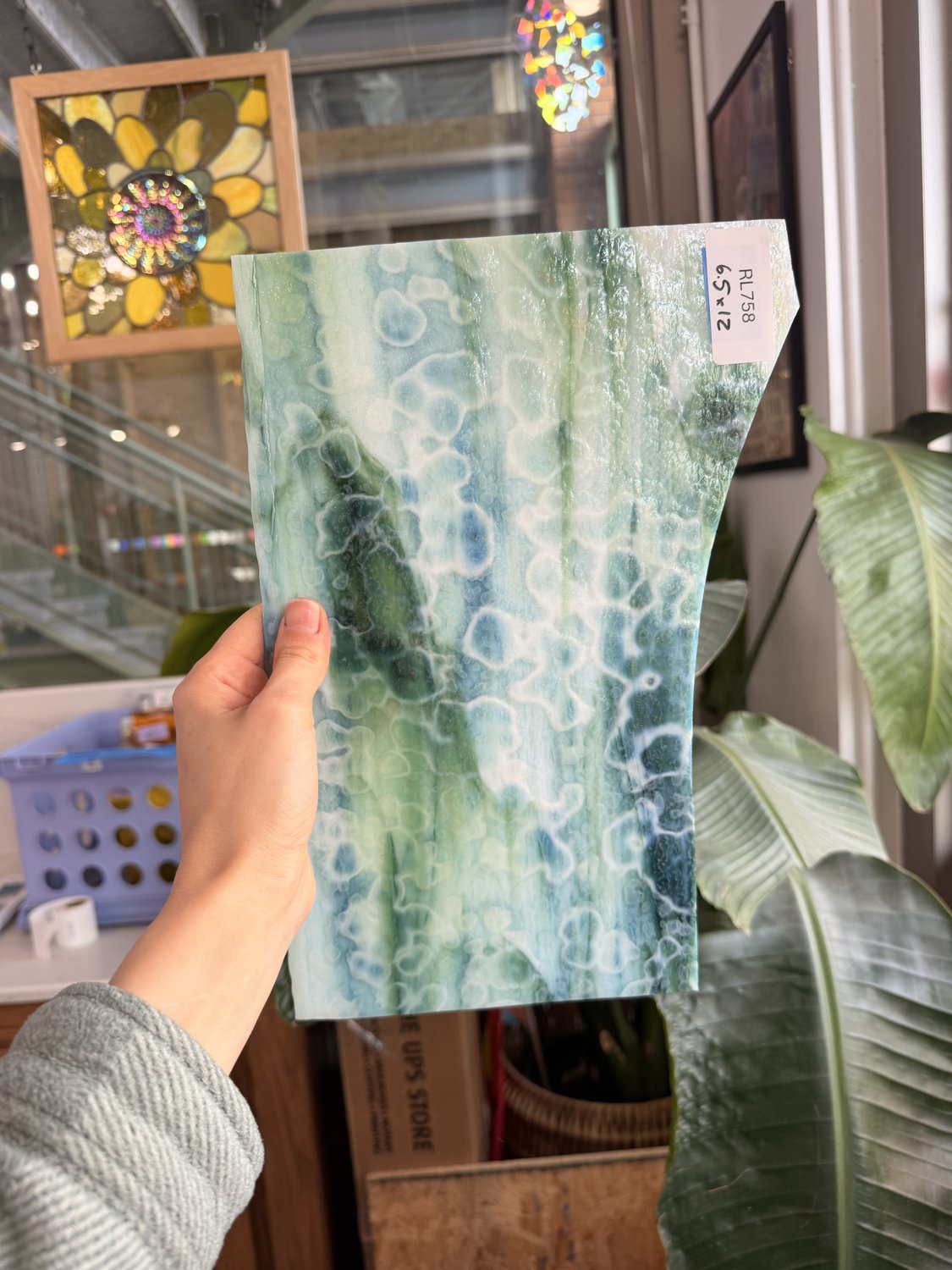 Mixed Green Mottled Bullseye Sheet Glass – RL758