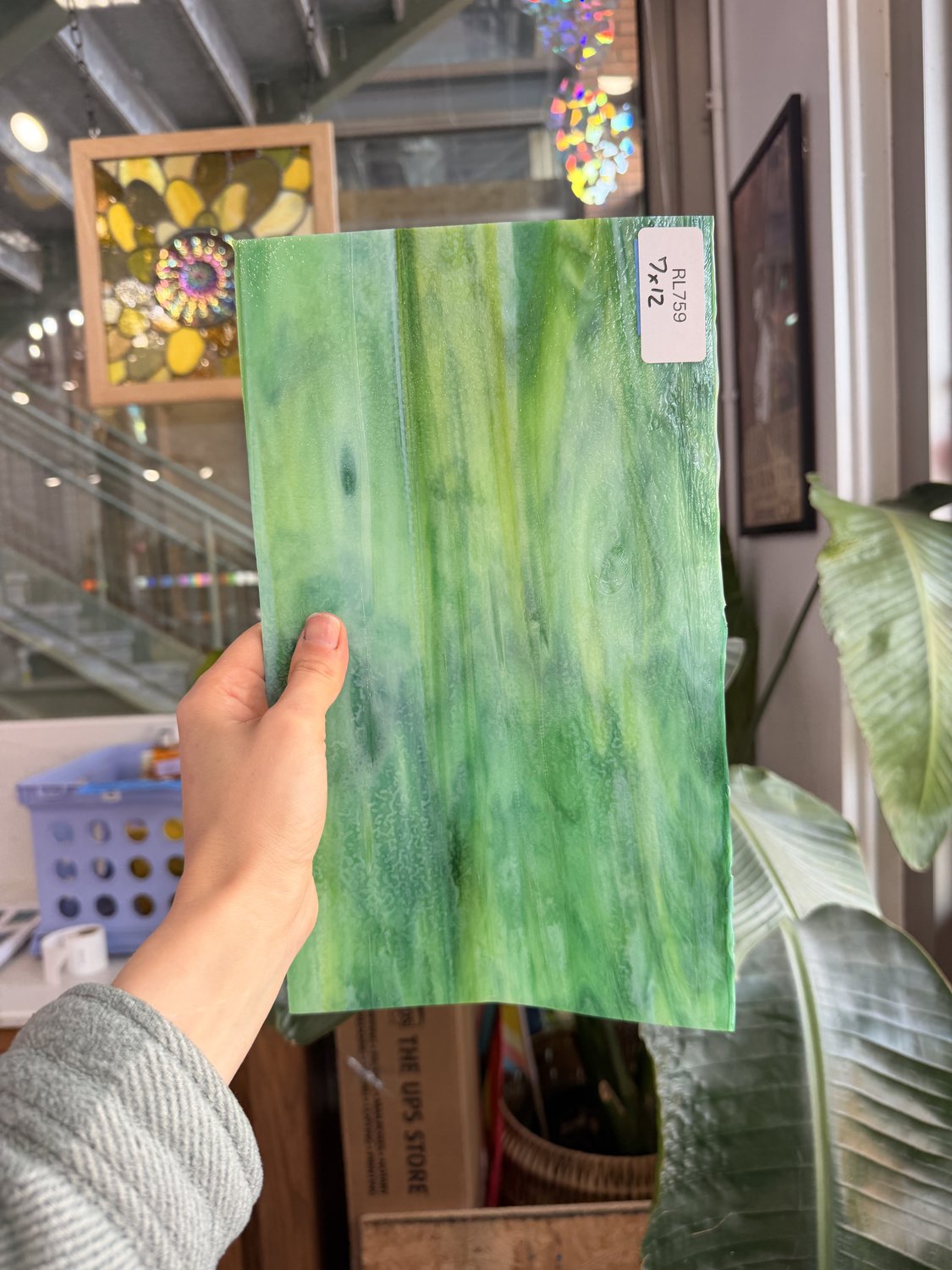 Green Yellow Mixed Vintage Uroboros Sheet Glass