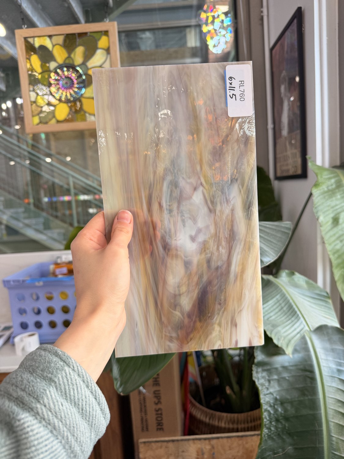 Purple Amber Wispy Vintage Spectrum Sheet Glass – RL760