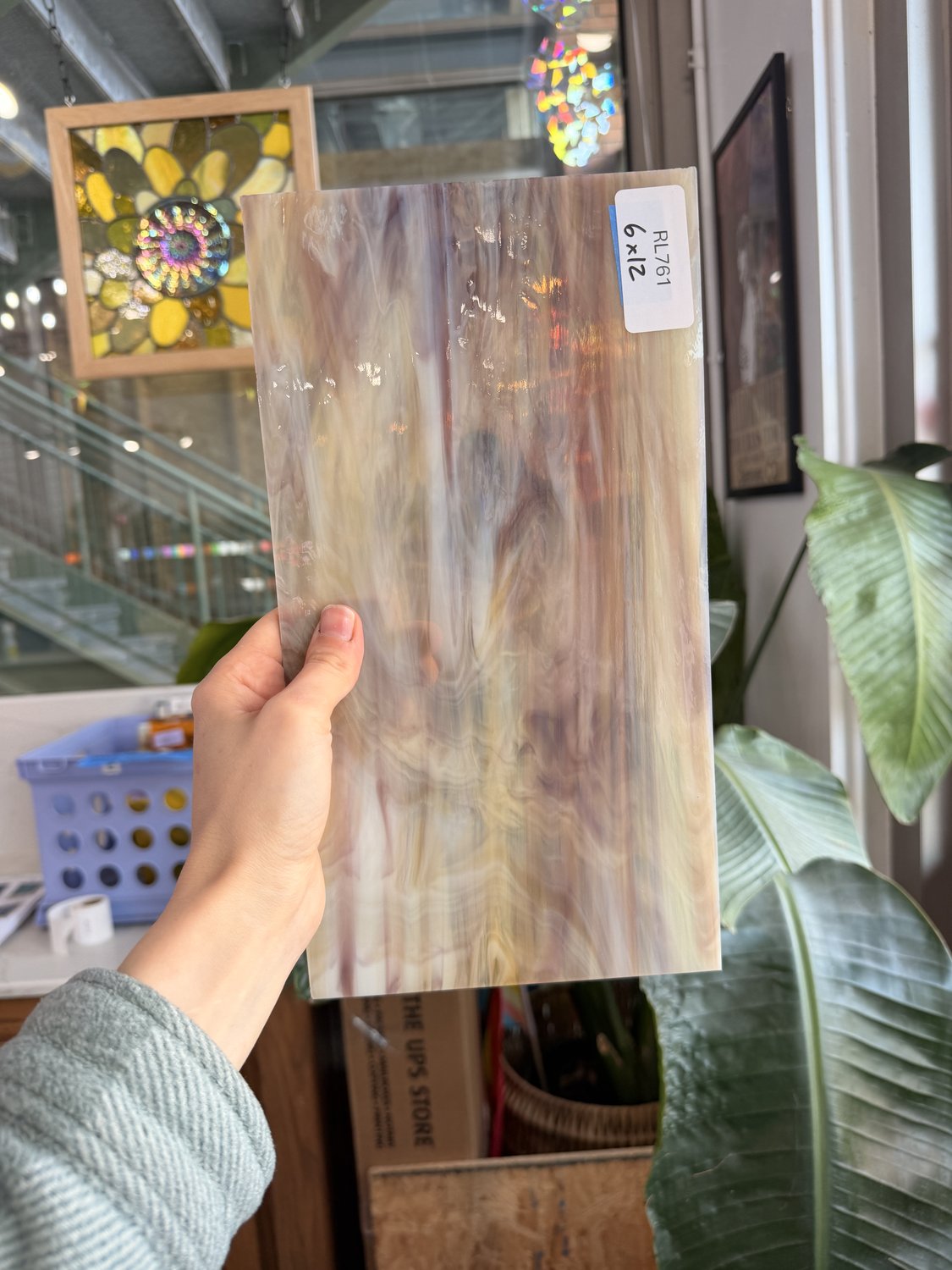 Purple Amber Wispy Vintage Spectrum Sheet Glass – RL761