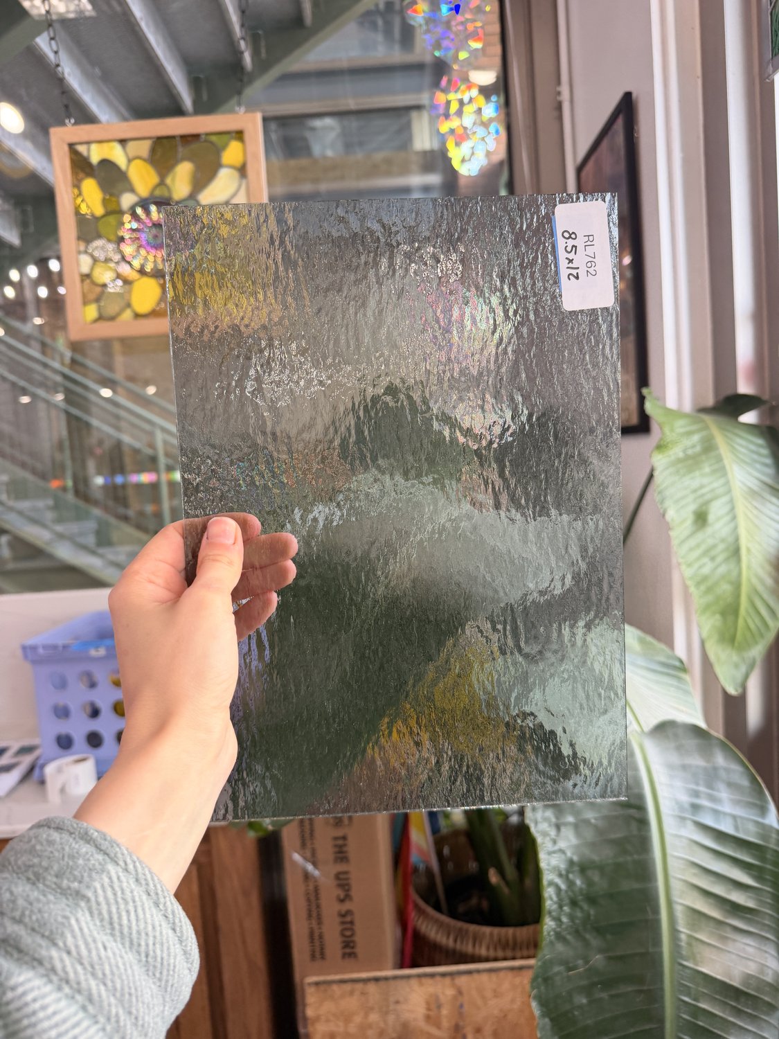 Gray Transparent Oceanside Rough Rolled Sheet Glass Fusible 96 COE – RL762