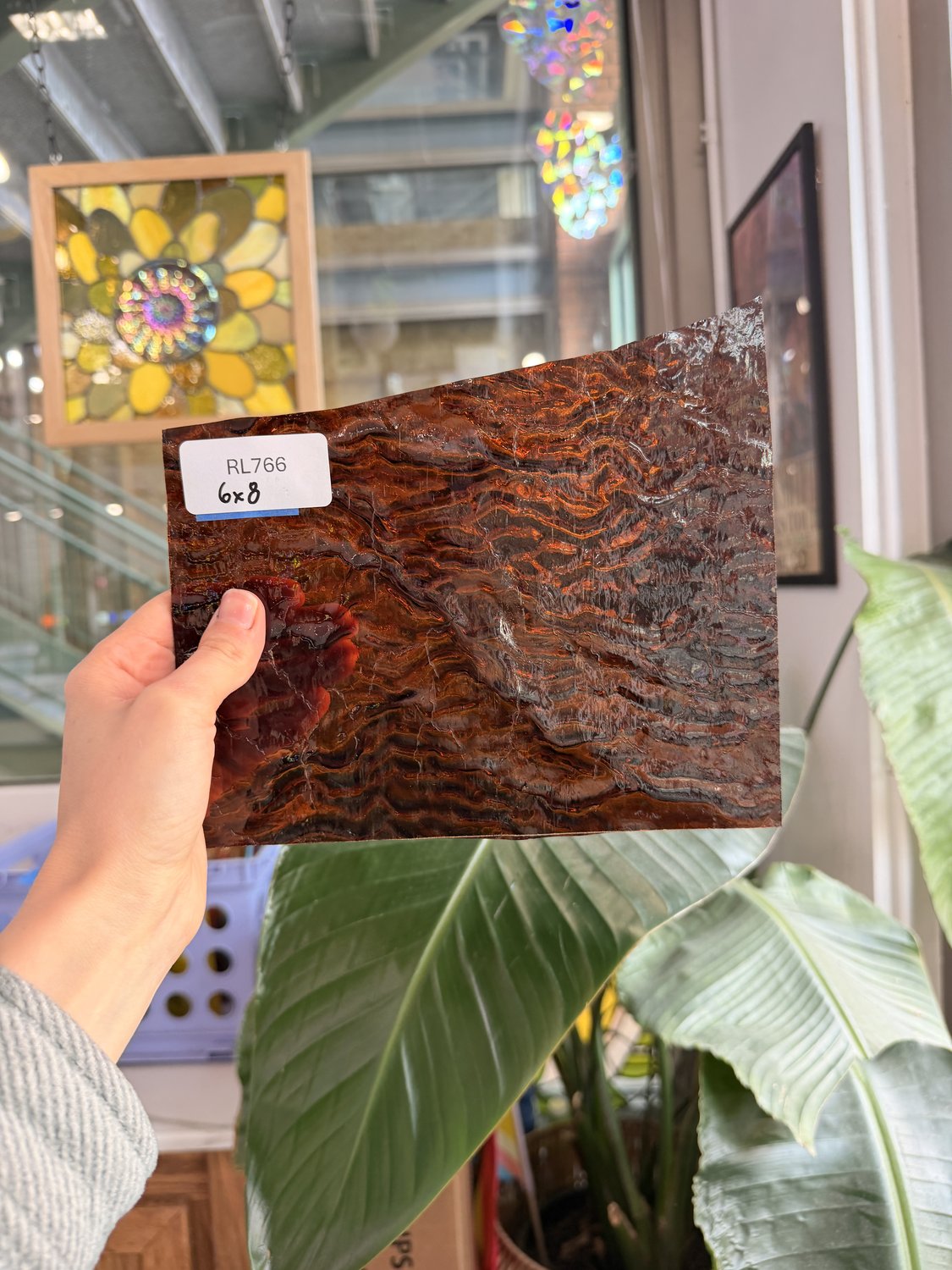 Rare Dark Amber Vintage Ripple Optimum Transparent Sheet Glass – RL766