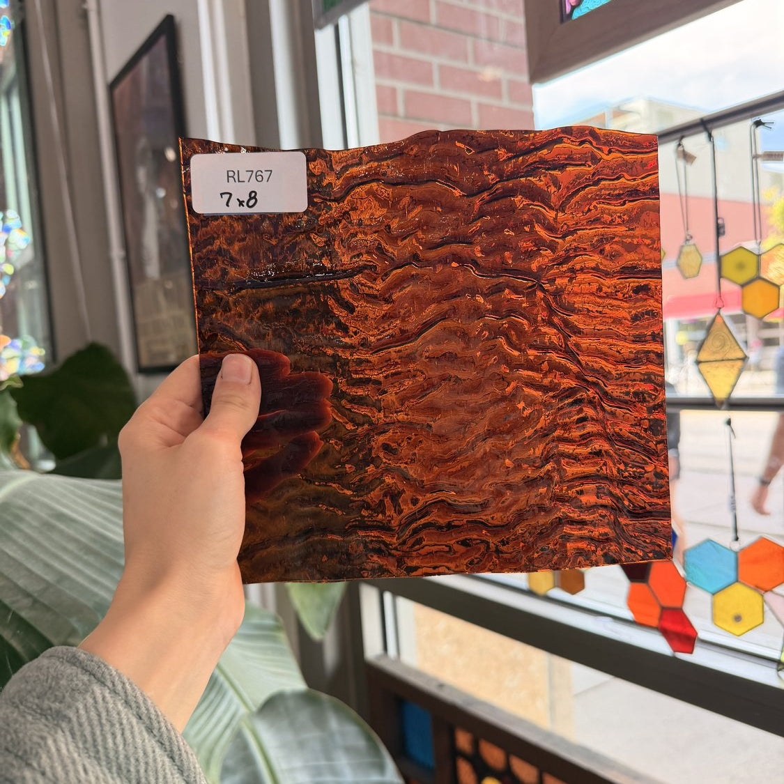Rare Dark Amber Vintage Ripple Optimum Transparent Sheet Glass