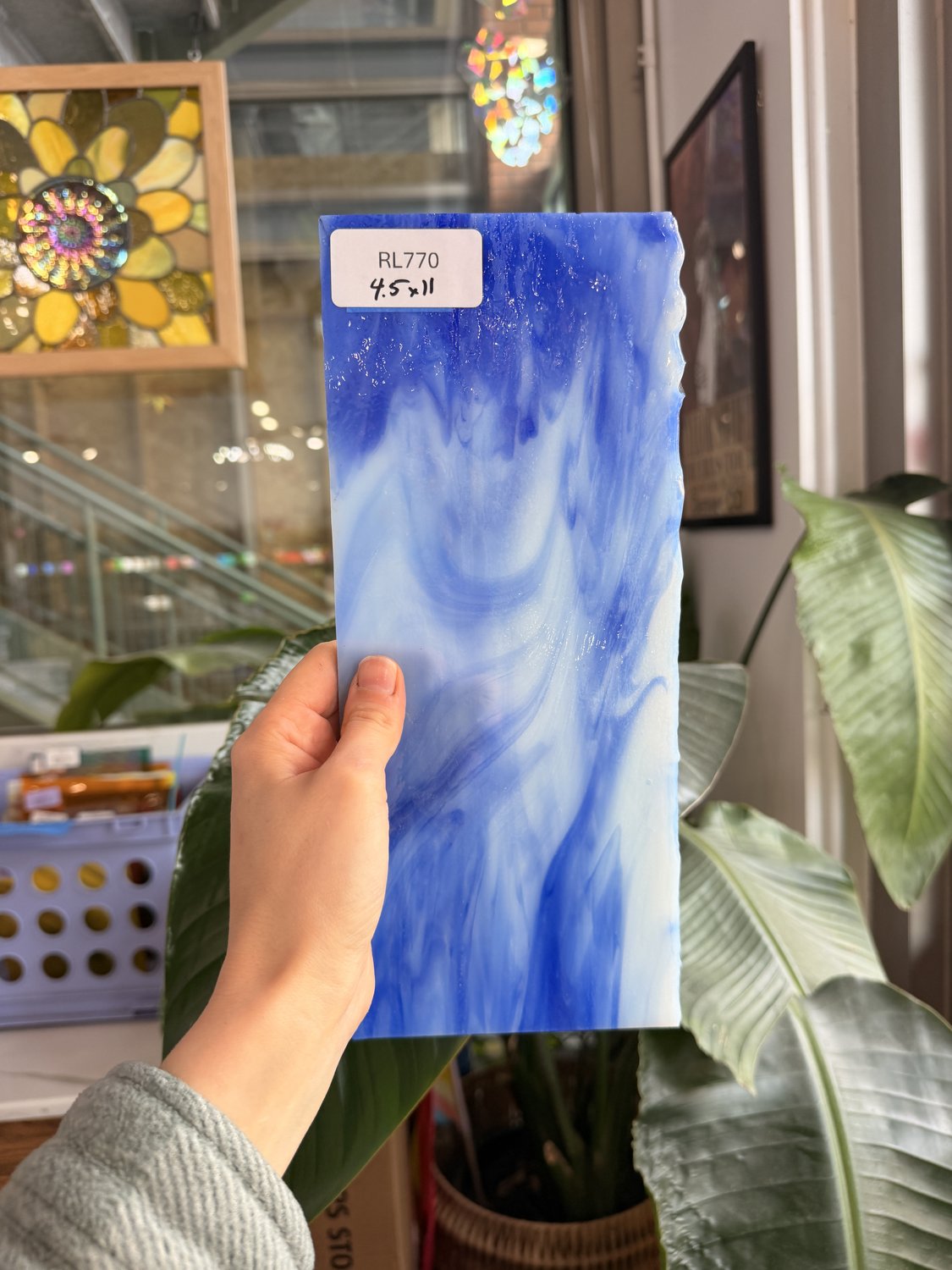 Blue White Mixed Vintage Uroboros Sheet Glass – RL770