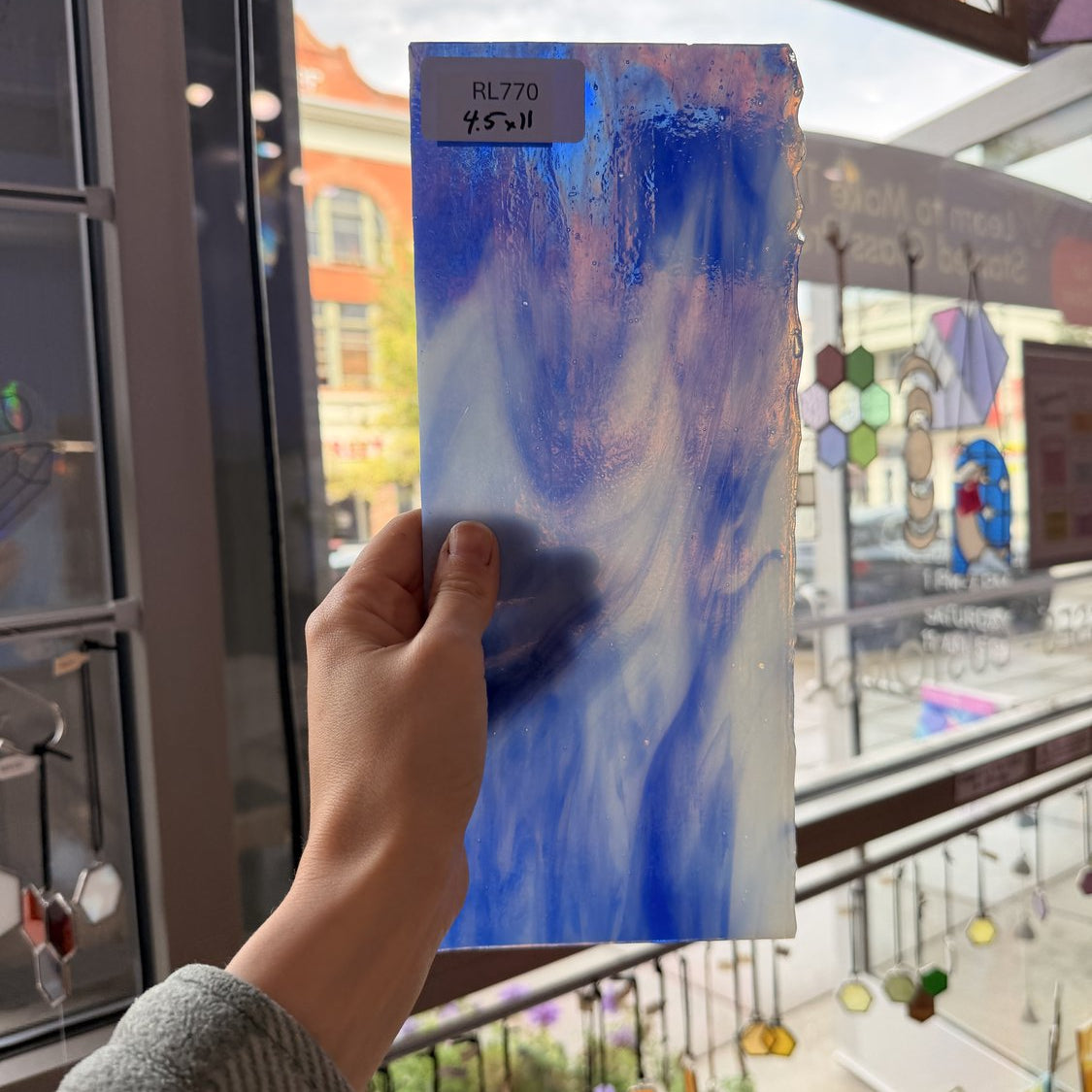 Blue White Mixed Vintage Uroboros Sheet Glass