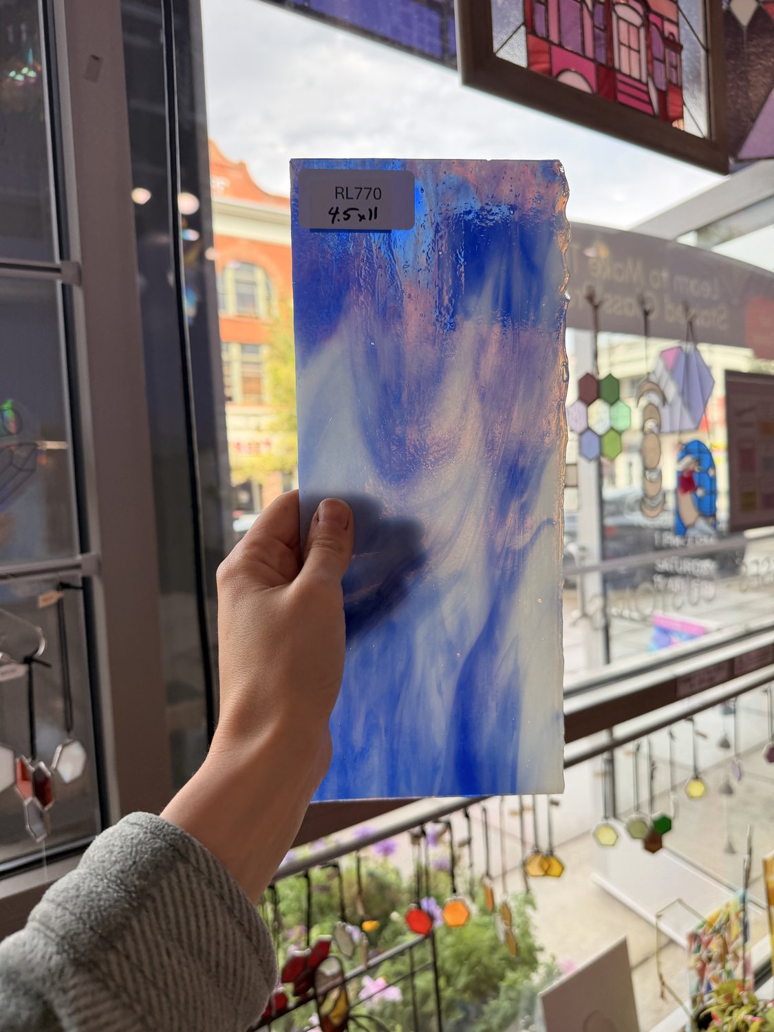 Blue White Mixed Vintage Uroboros Sheet Glass – RL770
