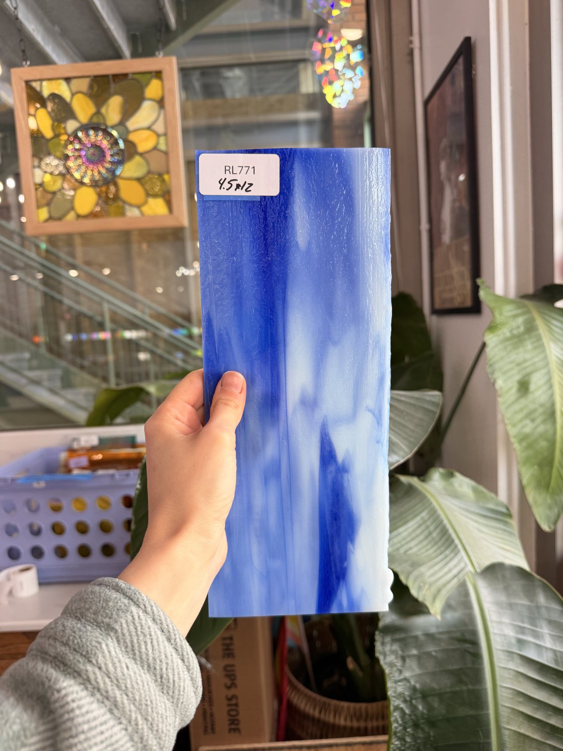 Blue White Mixed Vintage Uroboros Sheet Glass – RL771