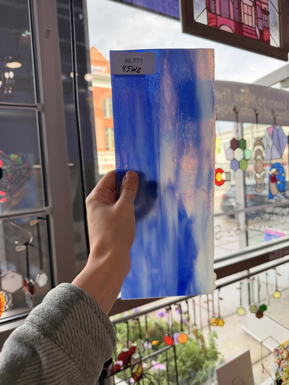 Blue White Mixed Vintage Uroboros Sheet Glass – RL771