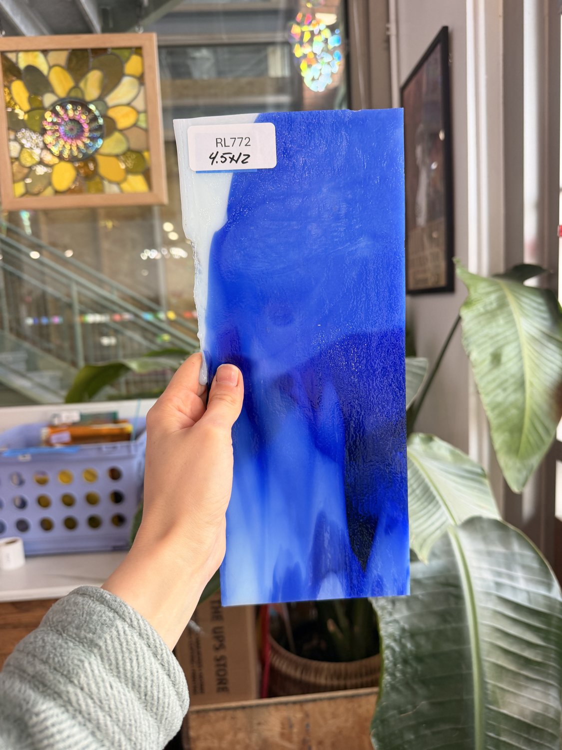 Blue White Mixed Vintage Uroboros Sheet Glass – RL772