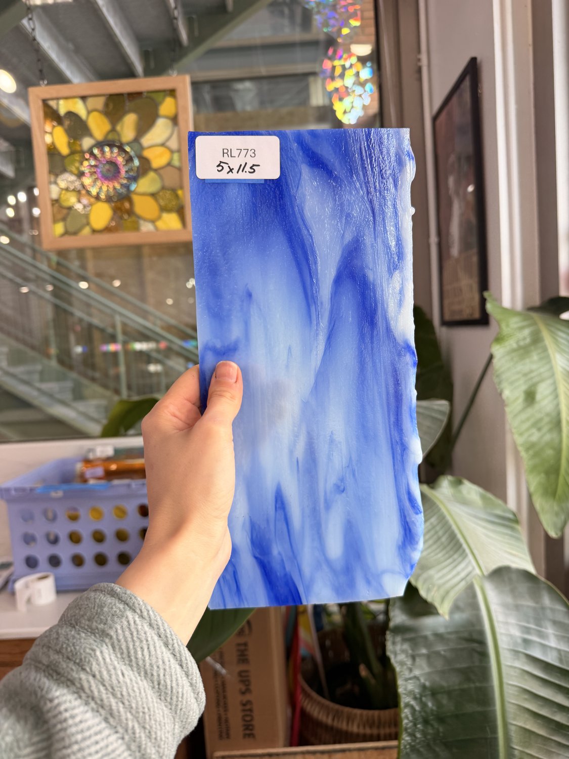 Blue White Mixed Vintage Uroboros Sheet Glass – RL773