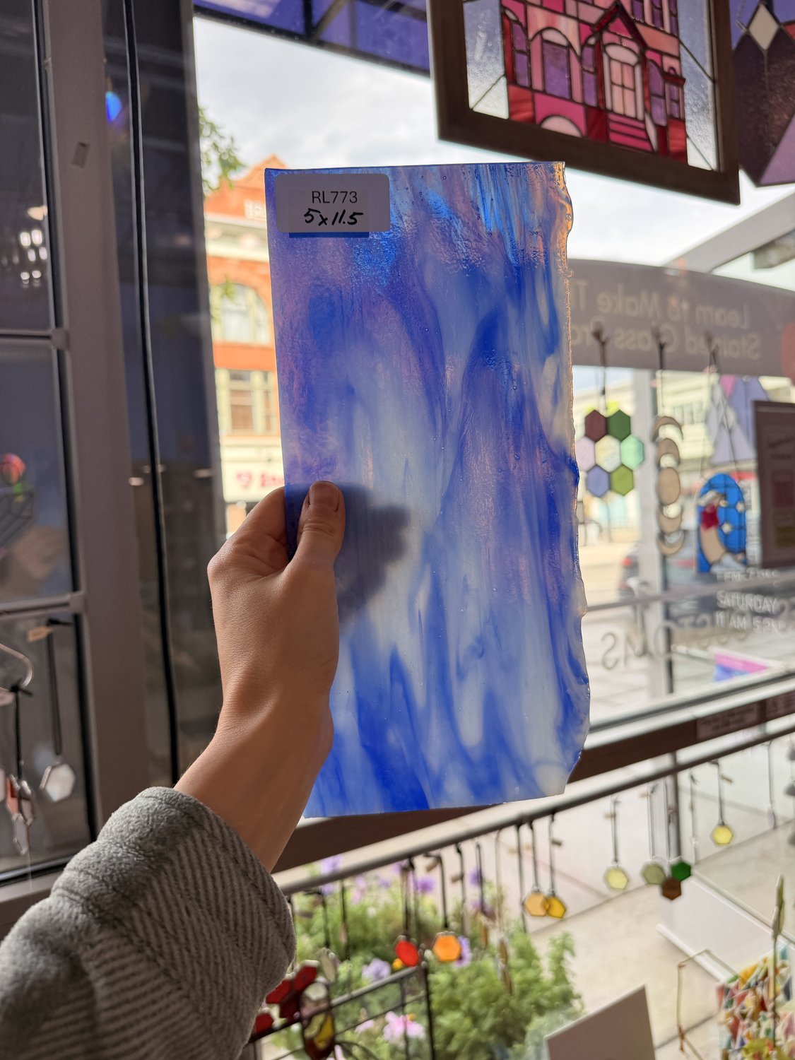 Blue White Mixed Vintage Uroboros Sheet Glass – RL773