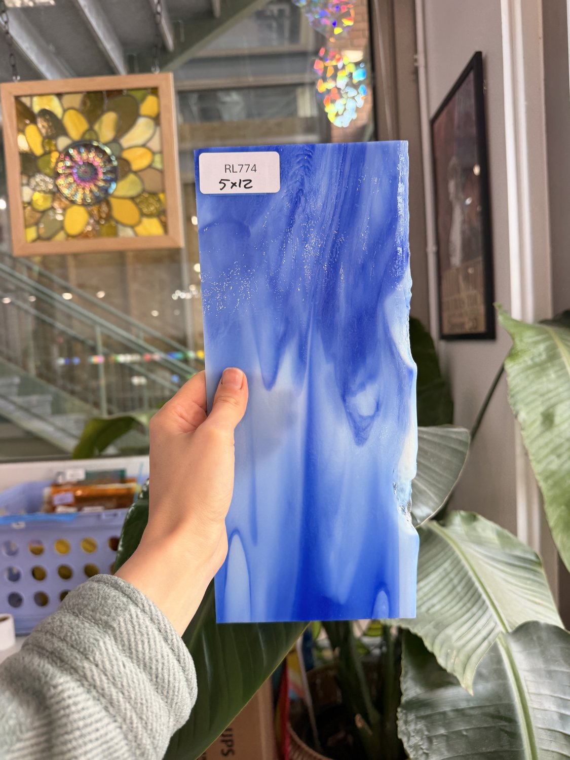 Blue White Mixed Vintage Uroboros Sheet Glass – RL774
