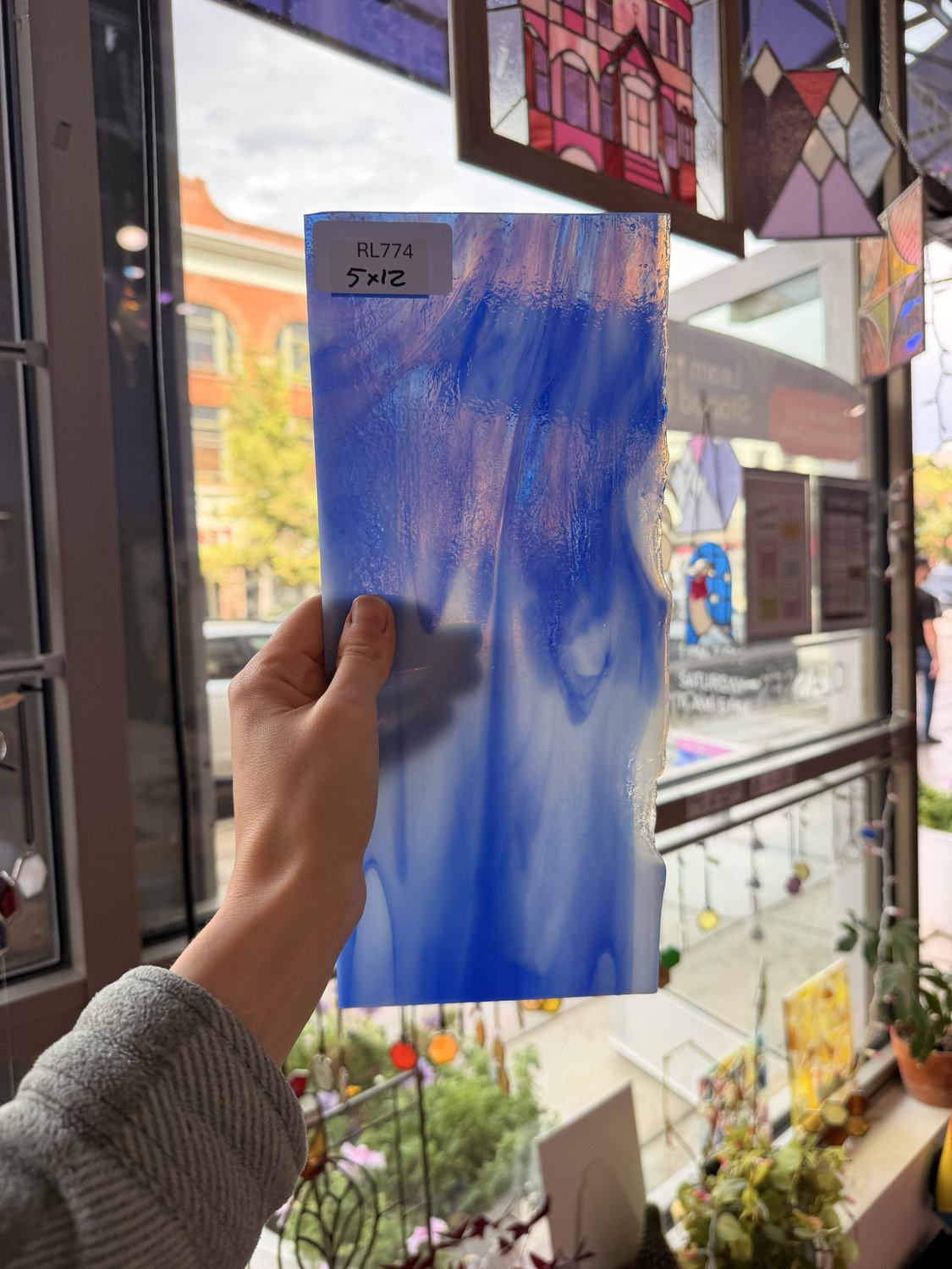 Blue White Mixed Vintage Uroboros Sheet Glass – RL774