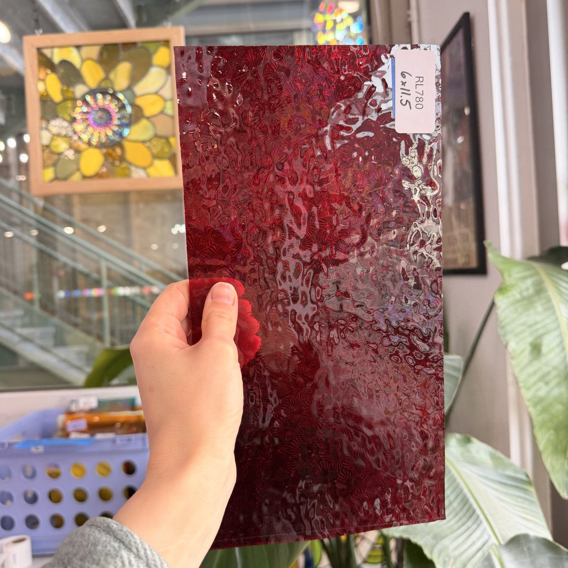Red Transparent Textured Florentine Wissmach Sheet Glass