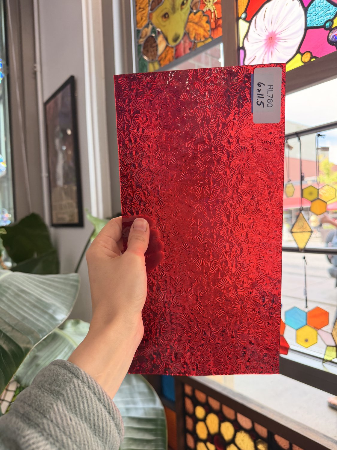 Red Transparent Textured Florentine Wissmach Sheet Glass – RL780