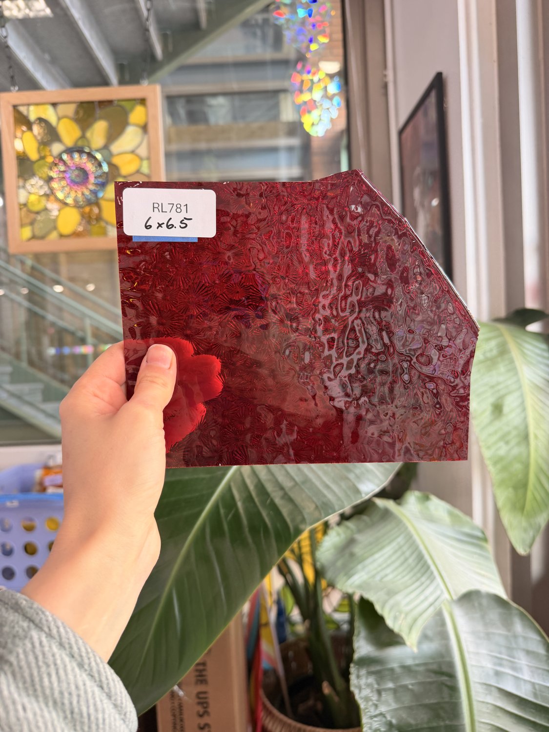 Red Transparent Textured Florentine Wissmach Sheet Glass – RL781