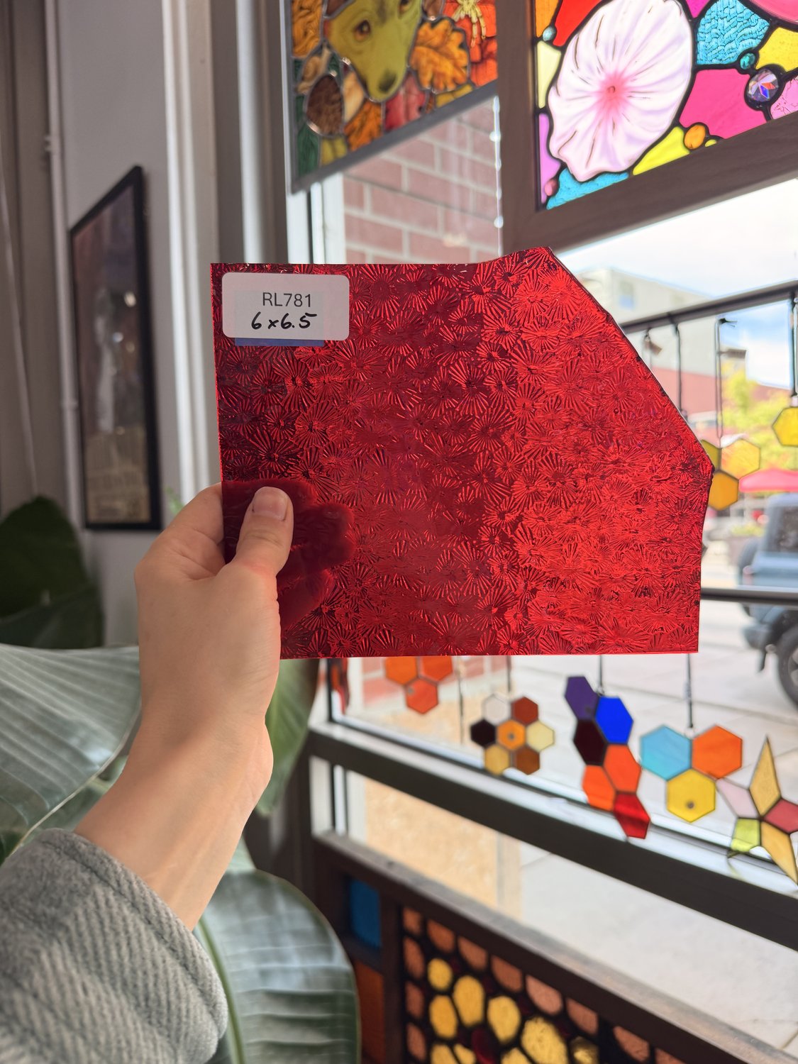Red Transparent Textured Florentine Wissmach Sheet Glass – RL781