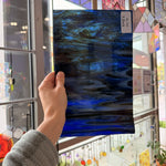 Dark Blue Brown Wispy Vintage Kokomo Sheet Glass
